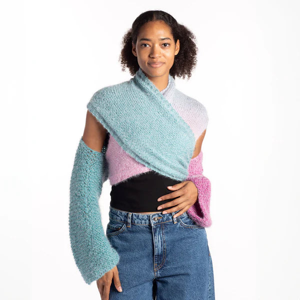 Free Caron Colorama Halo Knit Twisted Wrap Pattern, XS/S/M