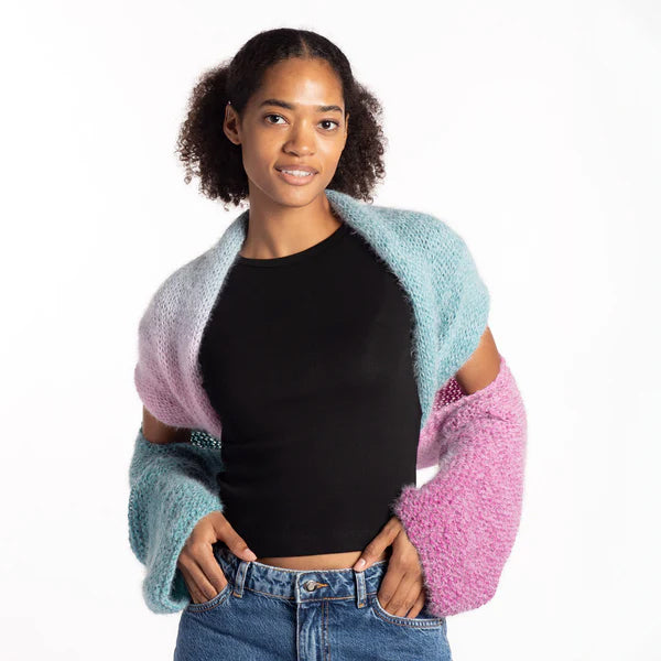 Free Caron Colorama Halo Knit Twisted Wrap Pattern, XS/S/M