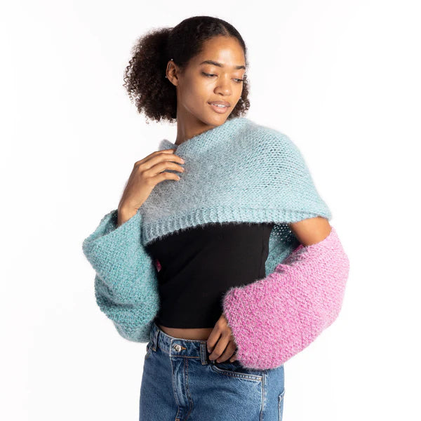 Free Caron Colorama Halo Knit Twisted Wrap Pattern, XS/S/M