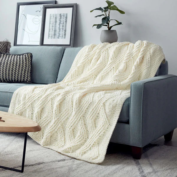 Free Bernat Twisted Stitch Knit Blanket Pattern