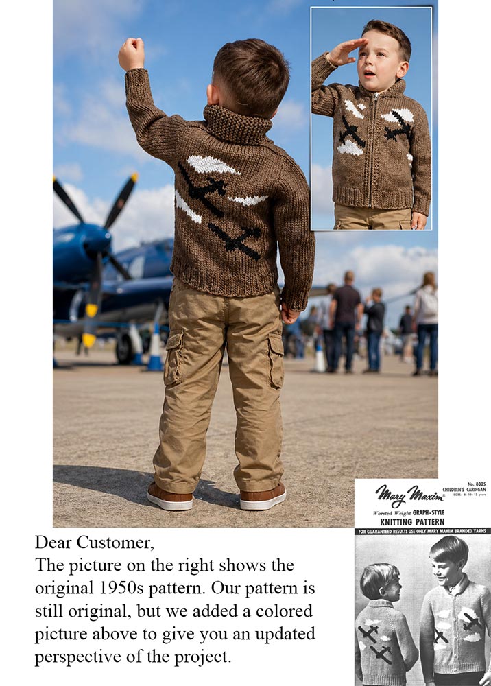 Modèle de cardigan d’avion pour enfants.