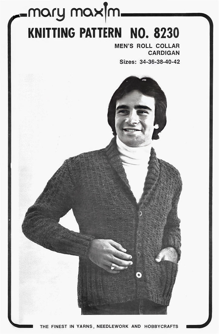 Men's Roll Collar Cardigan Pattern