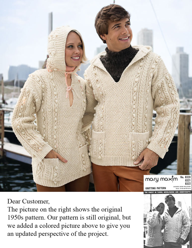 Hooded Aran Pullover Pattern