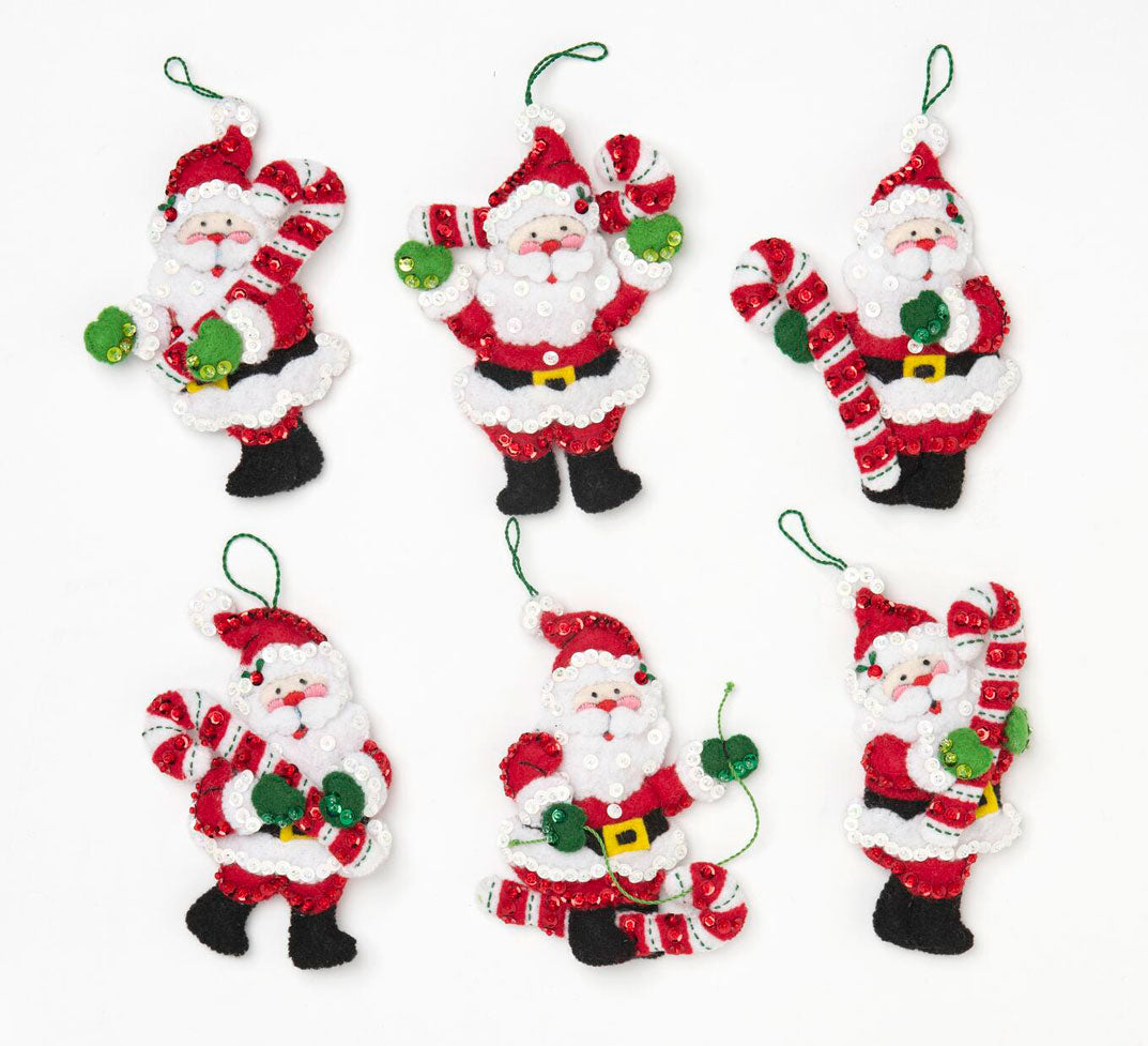 Candy Cane Santas Felt Ornament Kit