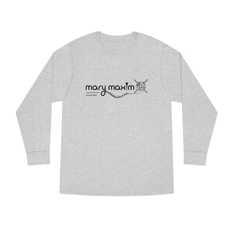Mary Maxim Long Sleeve Tee - White & Black Logo - Unisex