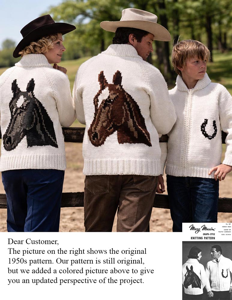 Horse's Head Ladies' or Youth's Cardigan Pattern