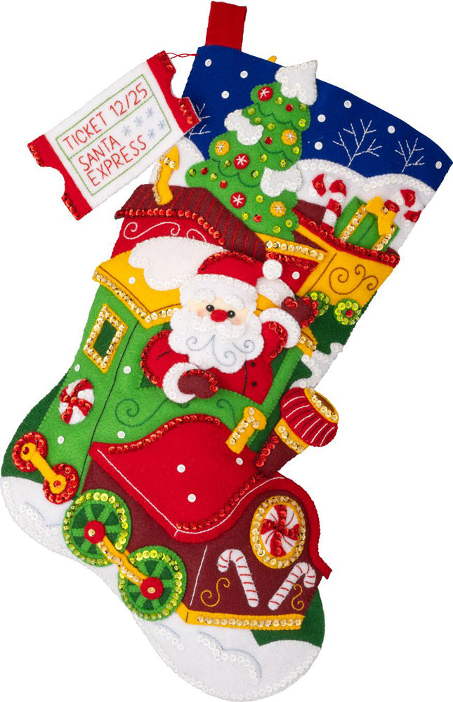Santa's Peppermint Express Bucilla Felt Stocking Kit
