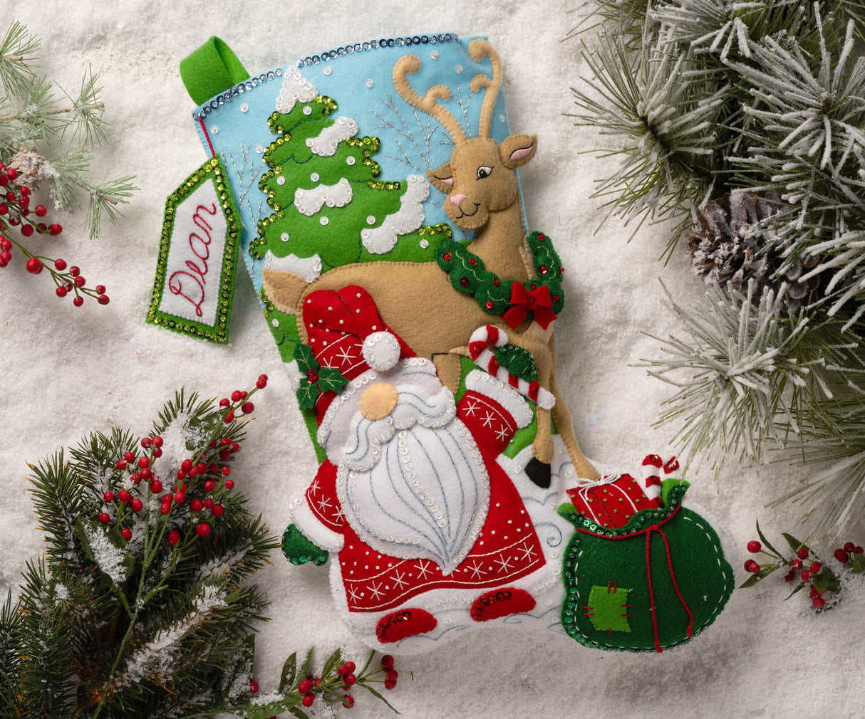Gnome's Snowy Surprise Felt Stocking