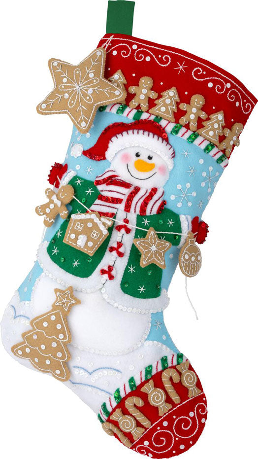 Jolly Gingerbread Snowman Felt Stocking