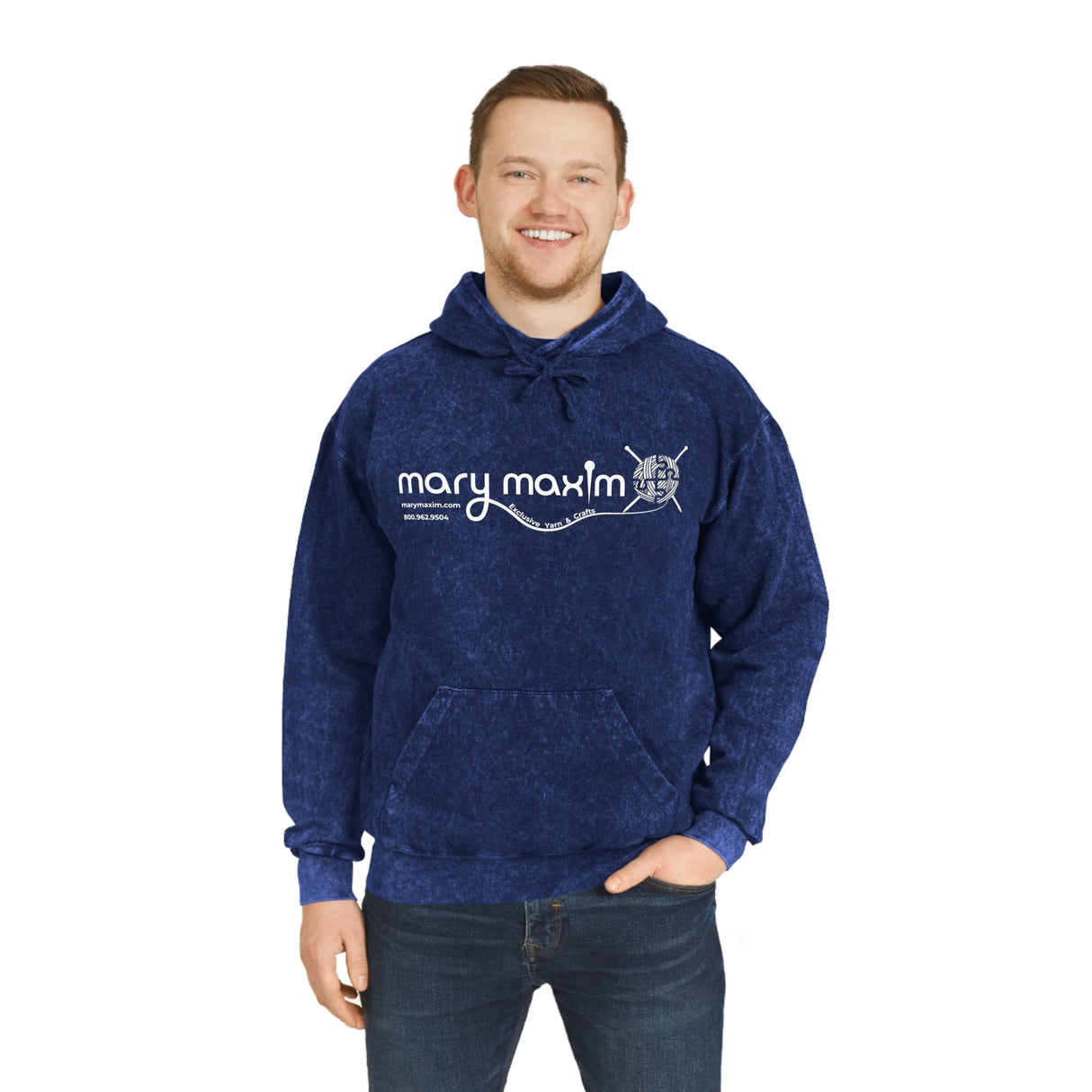 Mary Maxim Mineral Wash Hoodie - White Logo - Unisex