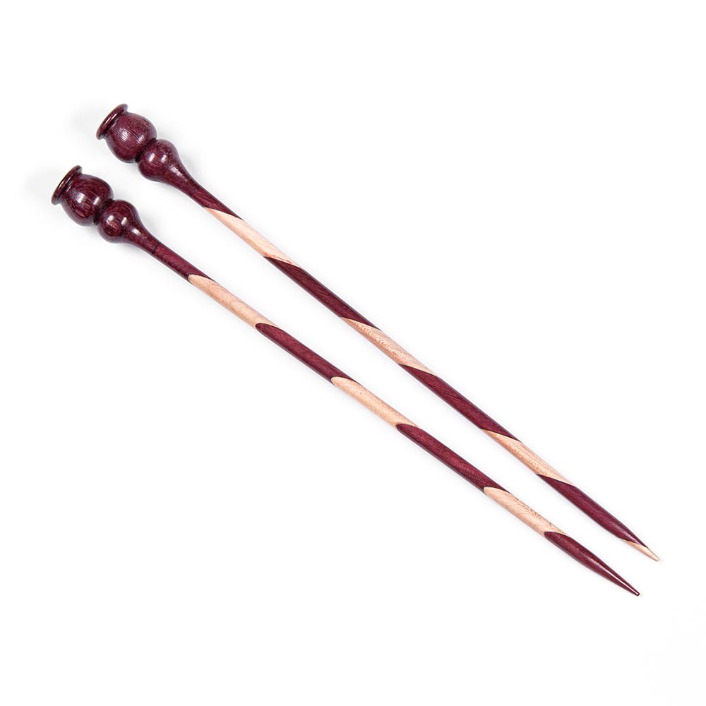 Maple Wood and Purple Heart Single Point Knitting Needles