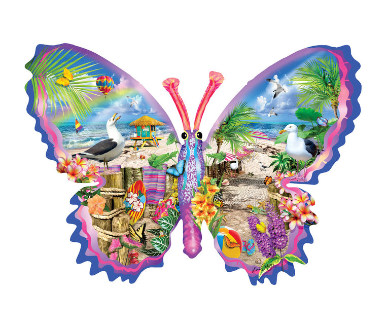 Summer Butterfly Shaped Jigsaw Puzzle