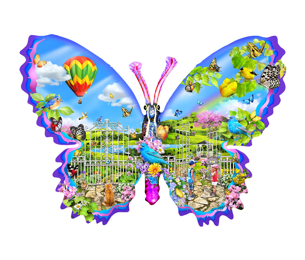 Garden Butterfly Shaped Jigsaw Puzzle