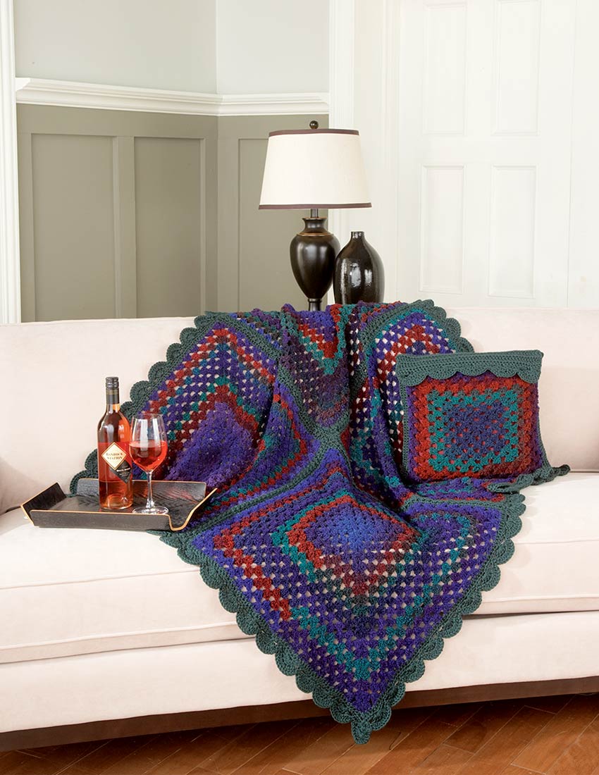 Serenely Blocked Throw and Pillow Cover Pattern