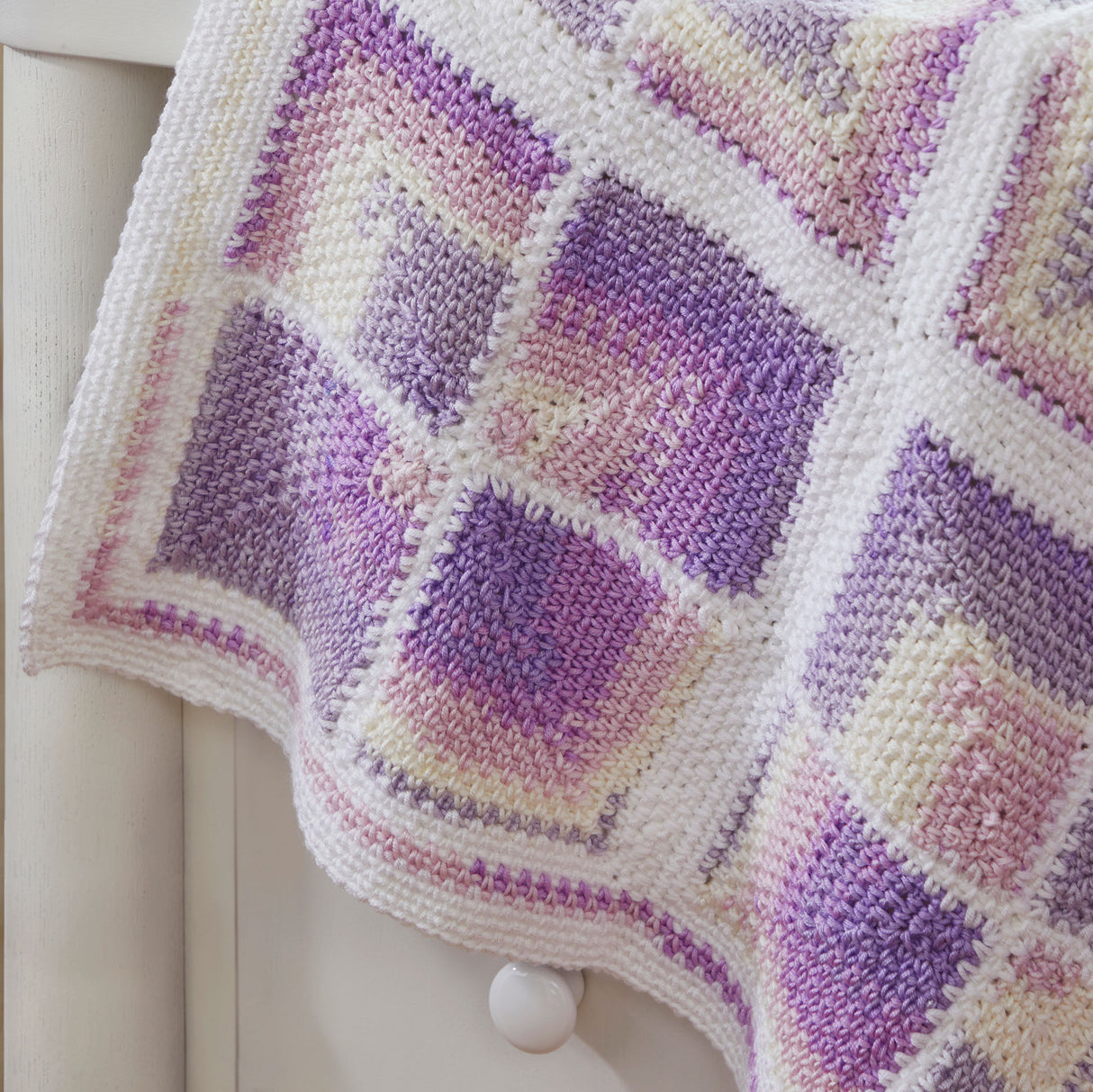 Mitered Gingham Crochet Baby Blanket