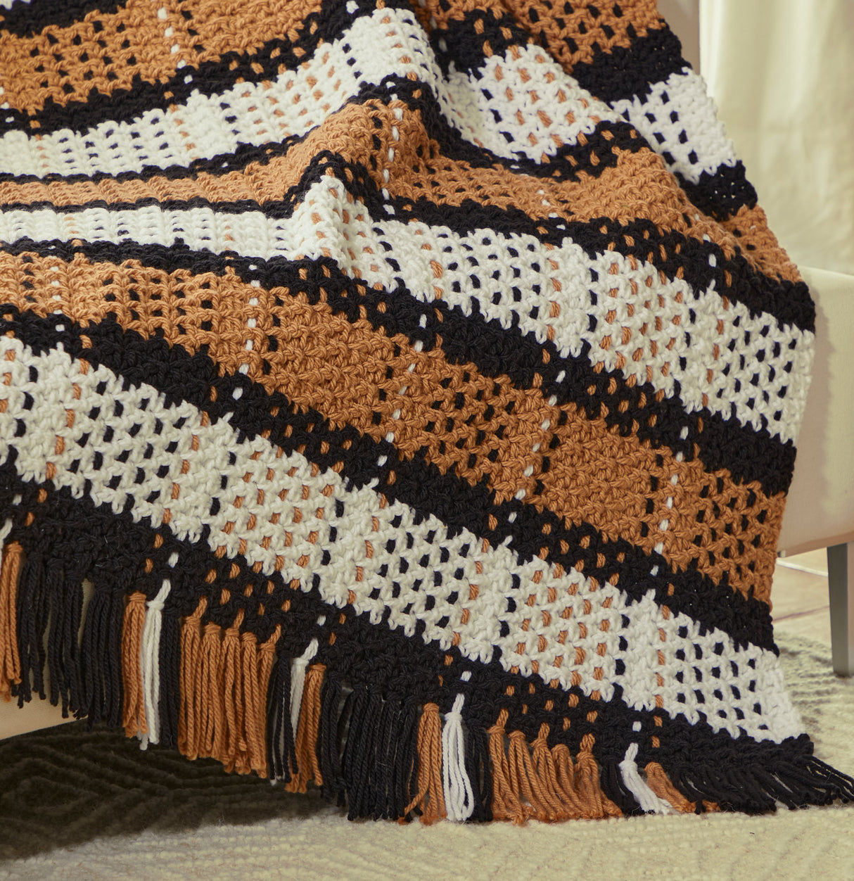 Chunky Plaid Crochet Blanket