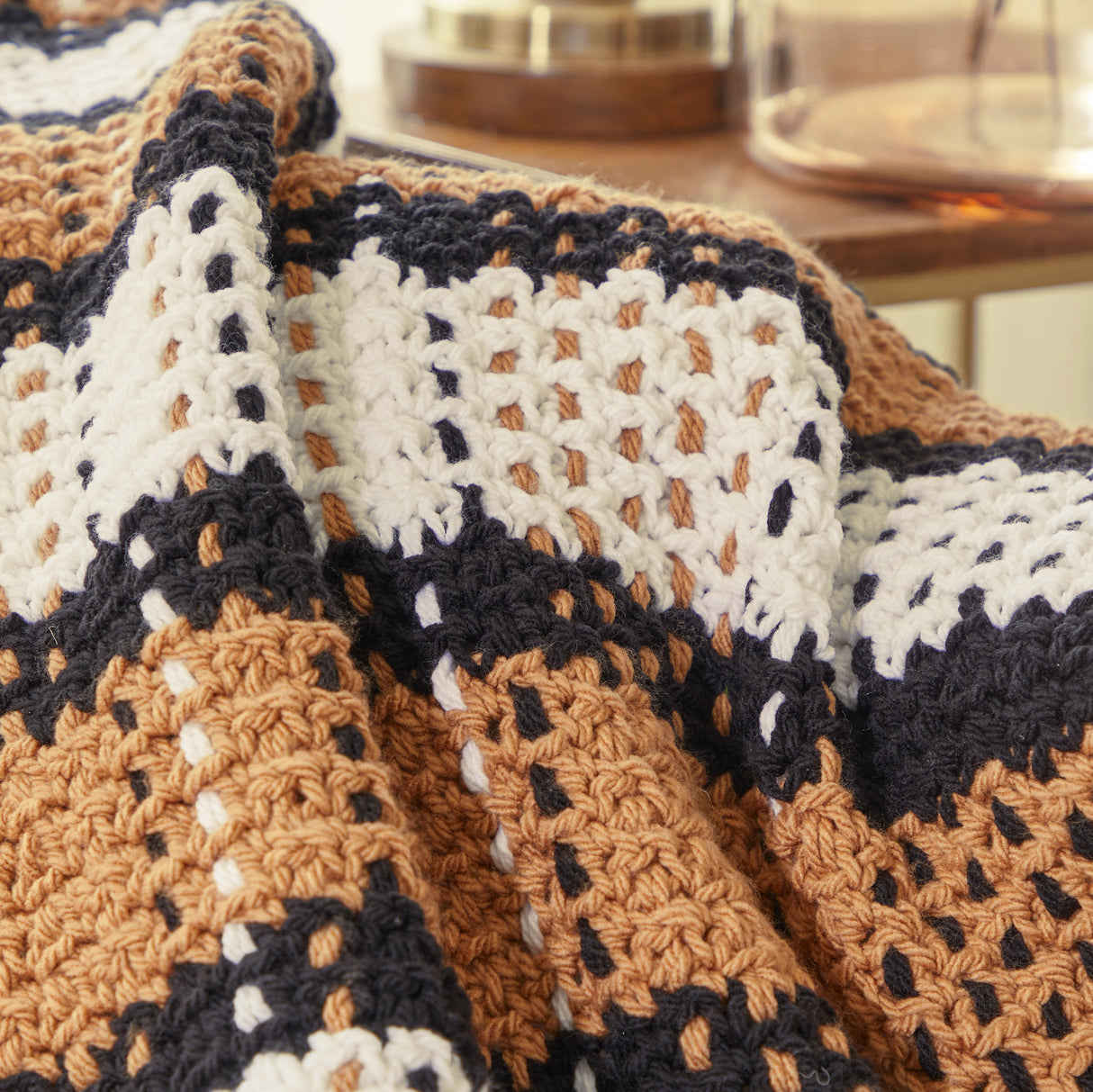 Chunky Plaid Crochet Blanket