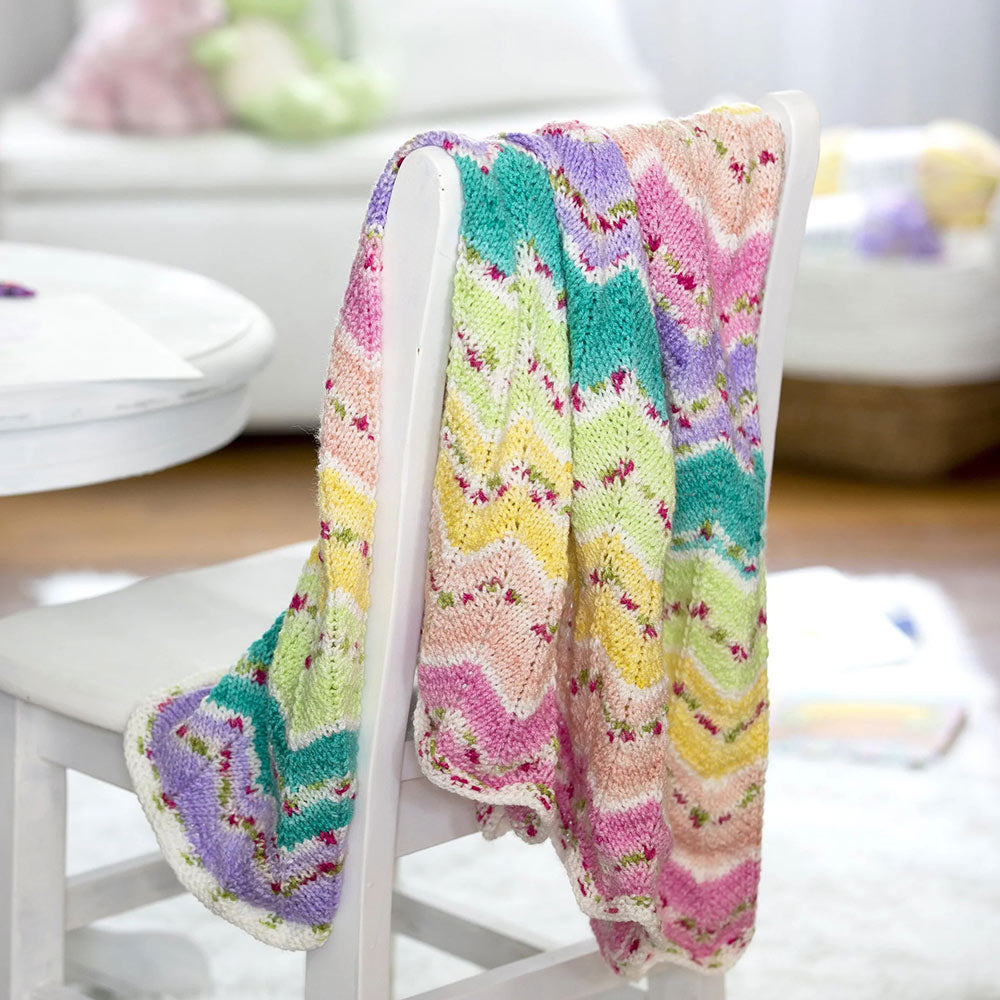 Bernat Rainbow Ripple Knit Blanket Pattern