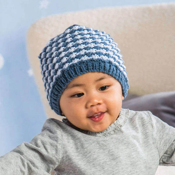 Free Bernat Knit Star Stitch Slouchy Baby Hat Pattern