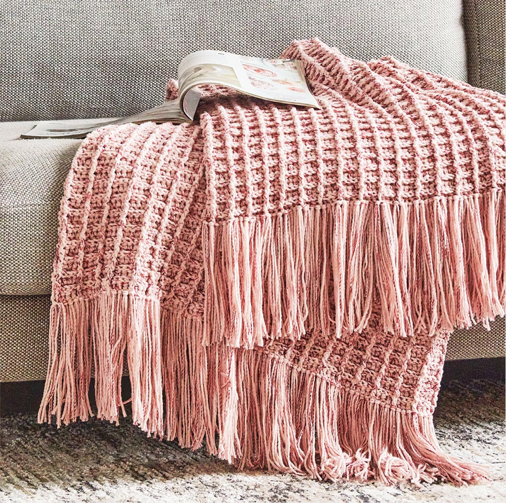 Patrón de manta de crochet tipo gofre gratis