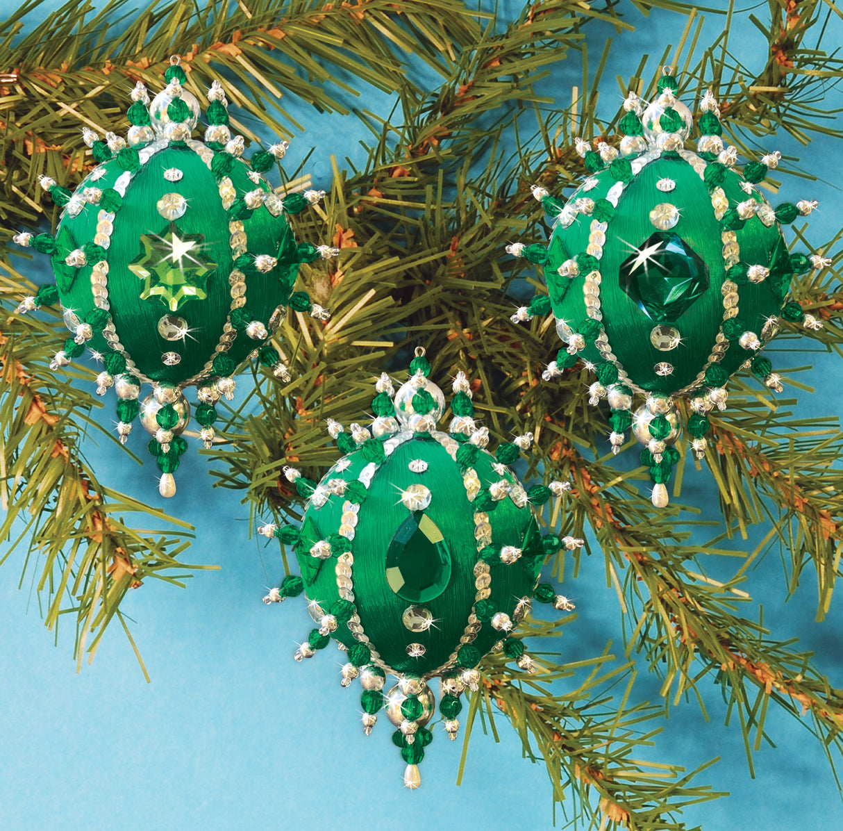 Dark Green Beaded Ornament Kit