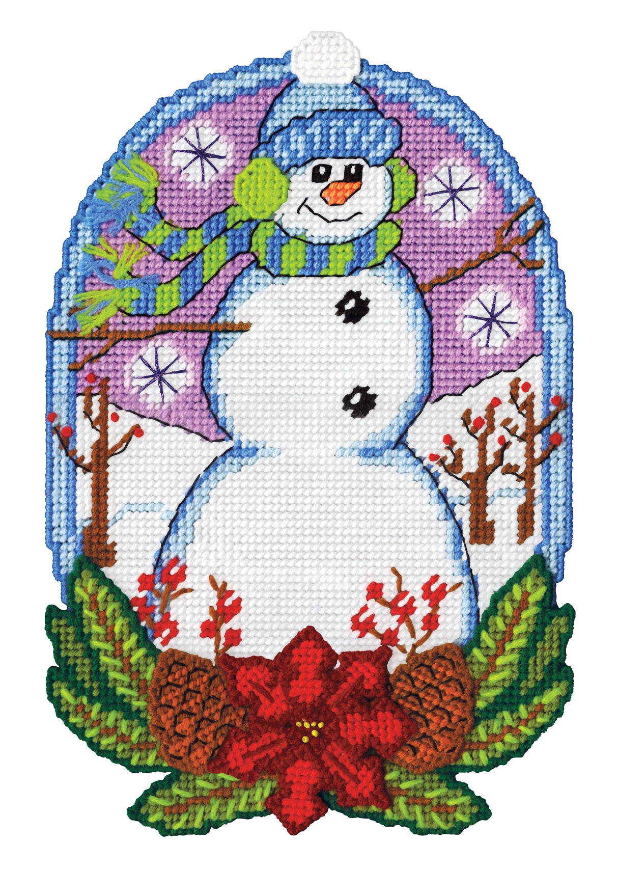 Poinsettia Snowman Plastic Canvas Kit