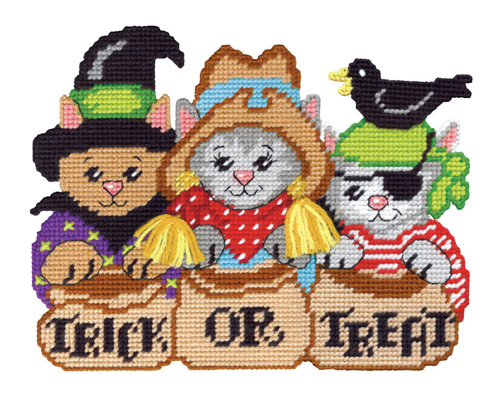 Trick or Treat Cats Plastic Canvas Kit
