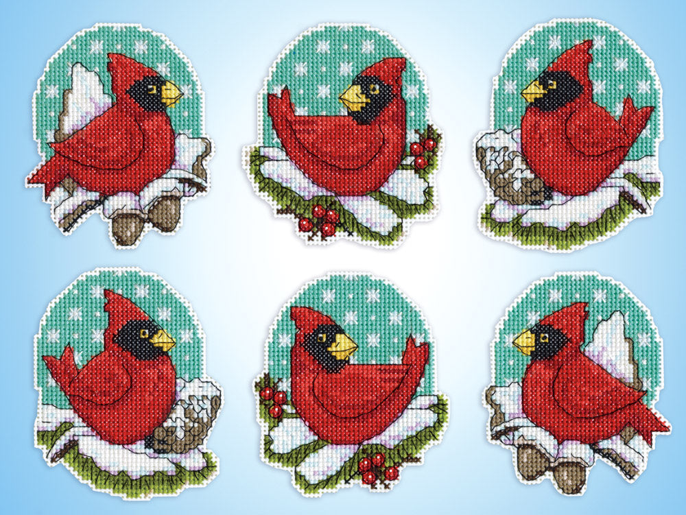 Cardinals Plastic Canvas Counted Cross Stitch Ornament Kit
