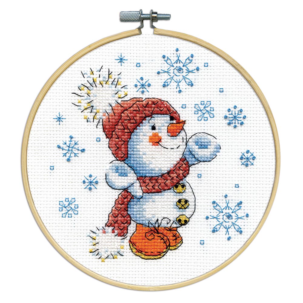 Snowman Counted Cross Stitch Hoop Kit – Mary Maxim