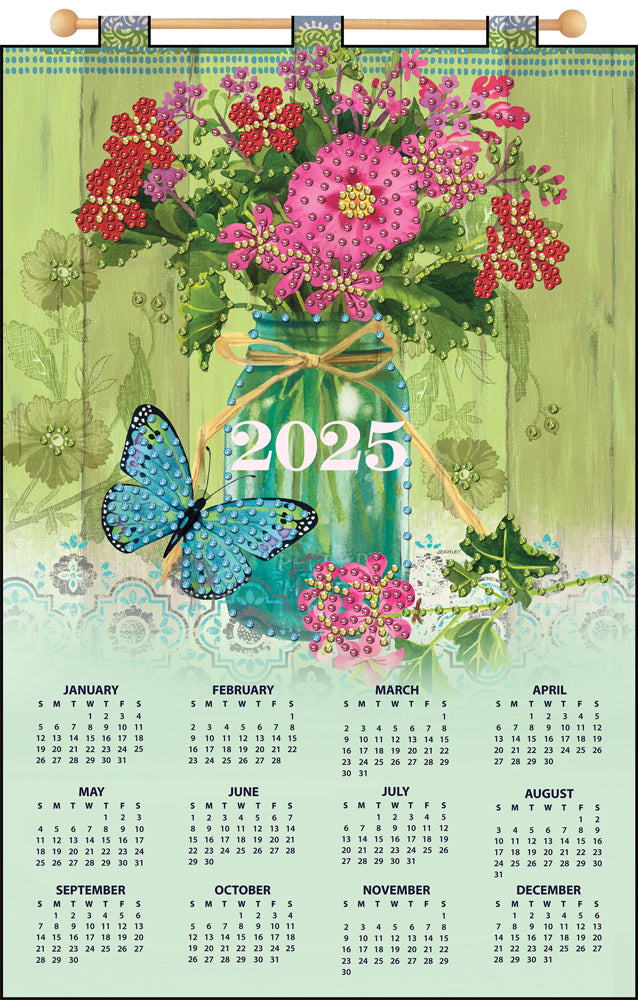 Mason Jar Floral 2025 Felt Sequin Calendar