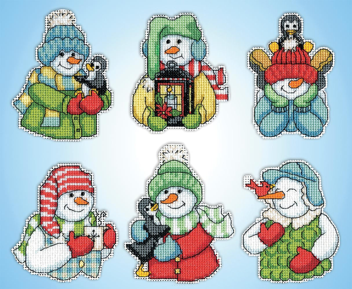 Smiling Snowmen Plastic Canvas Ornament Kit