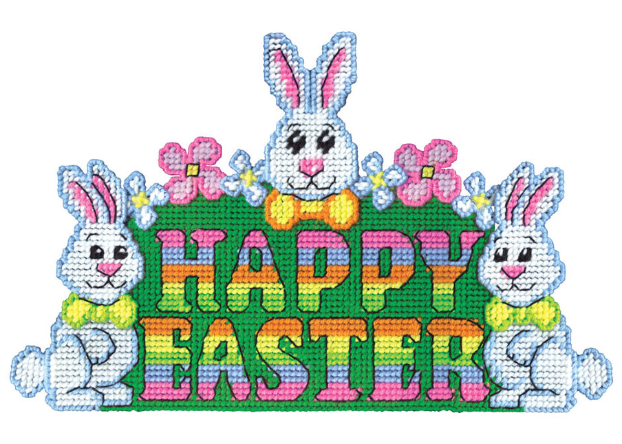 Happy Easter Rainbow Wall Hanging Plastic Canvas Kit