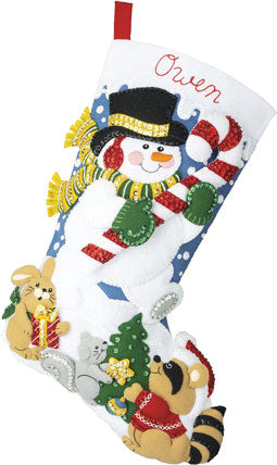 Candy Cane Snowman Felt Stocking – Mary Maxim