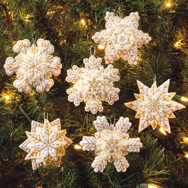Pearl Snowflakes Felt Ornaments