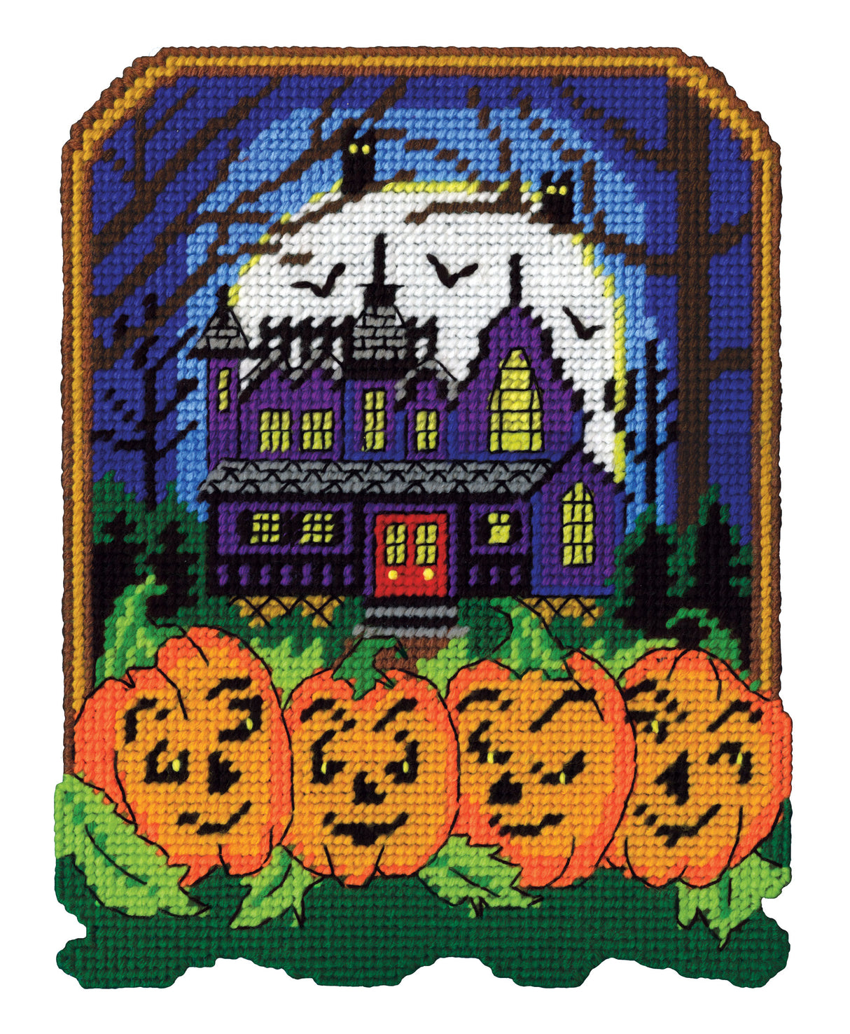 Haunted House Plastic Canvas Wall Hanging