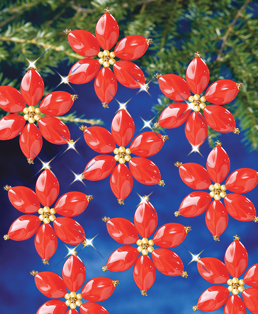 Red Poinsettia Beaded Ornament Kit