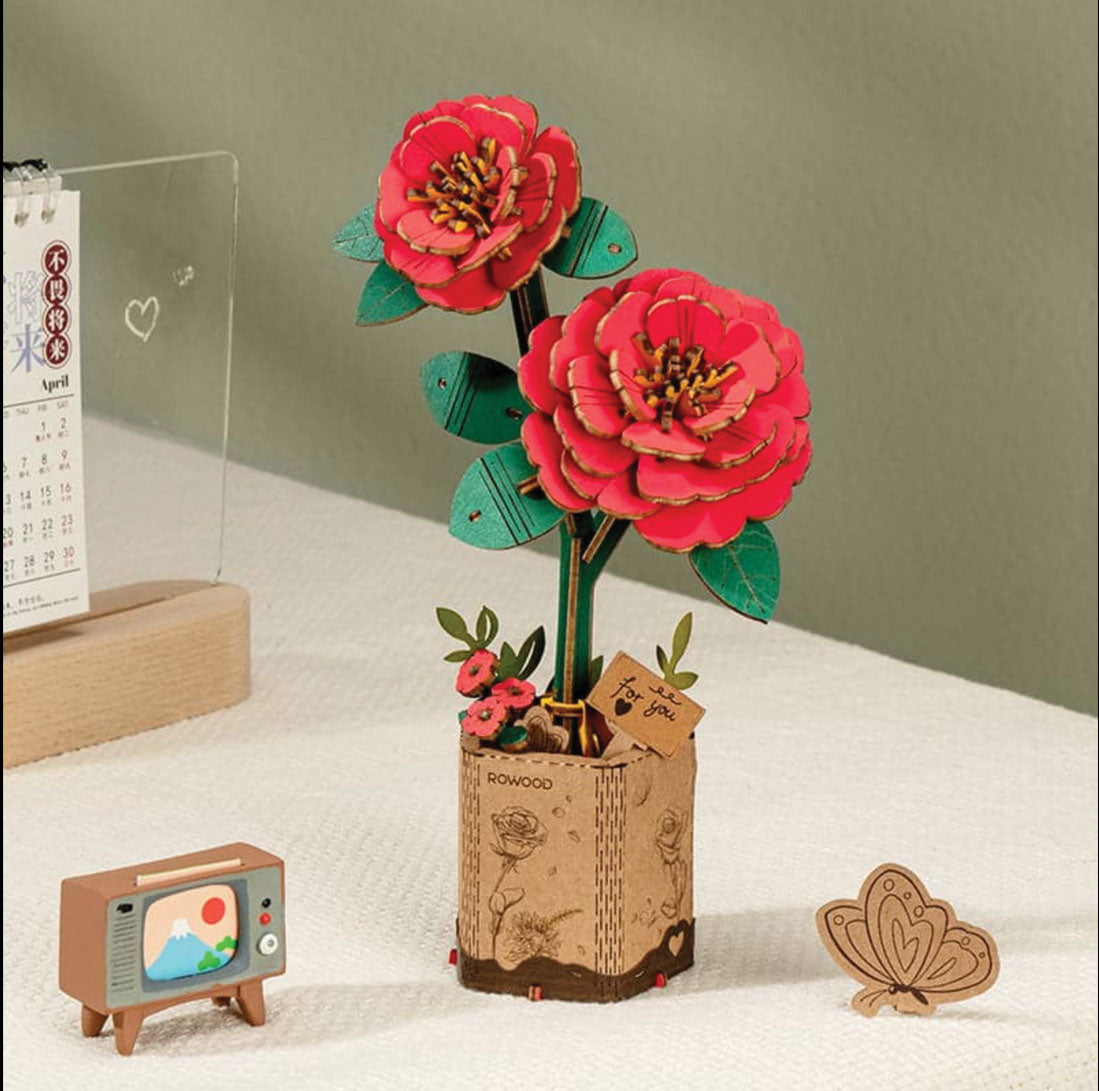 Red Camelia Wood Model Kit