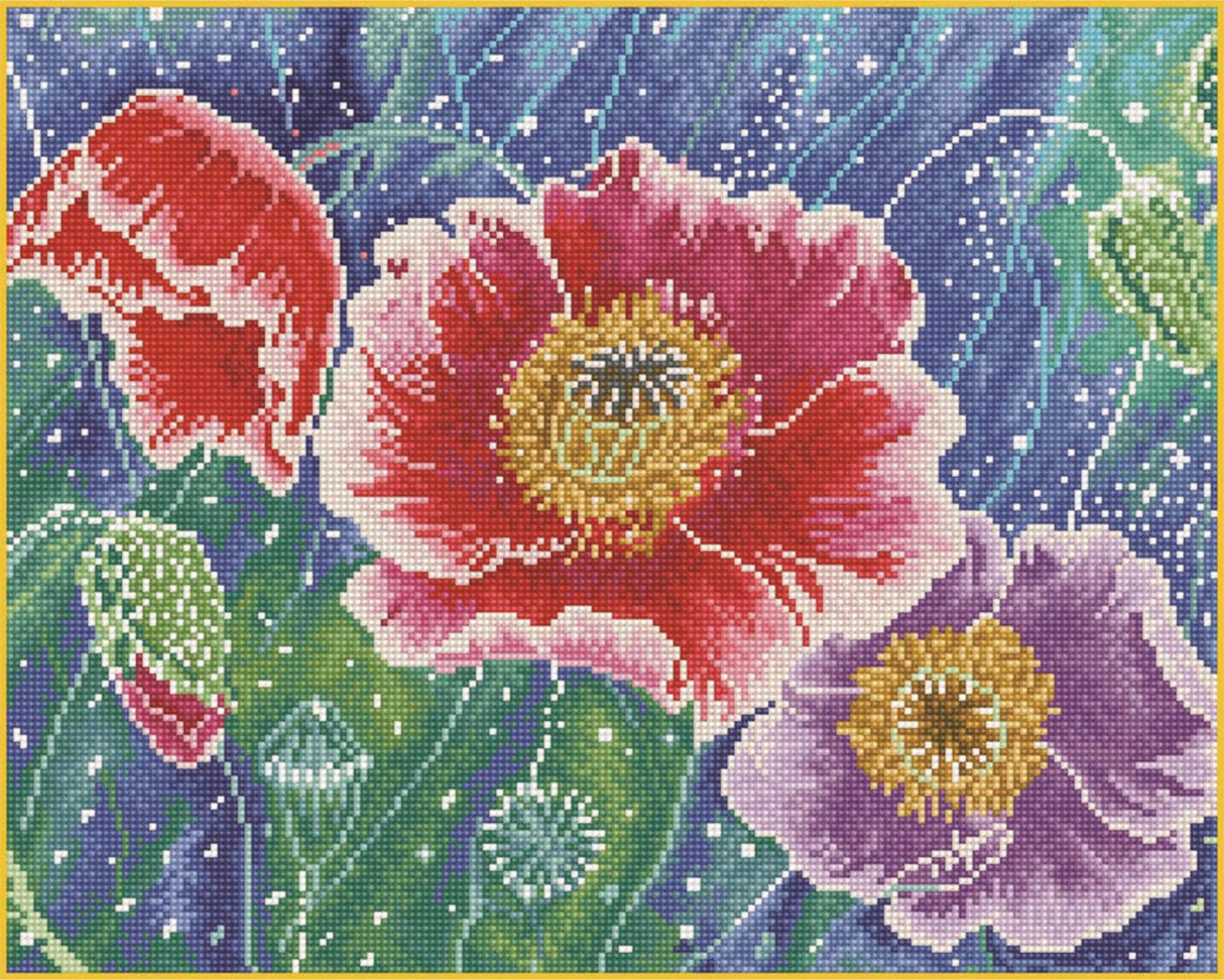 Batik Poppies Diamond Art Kit