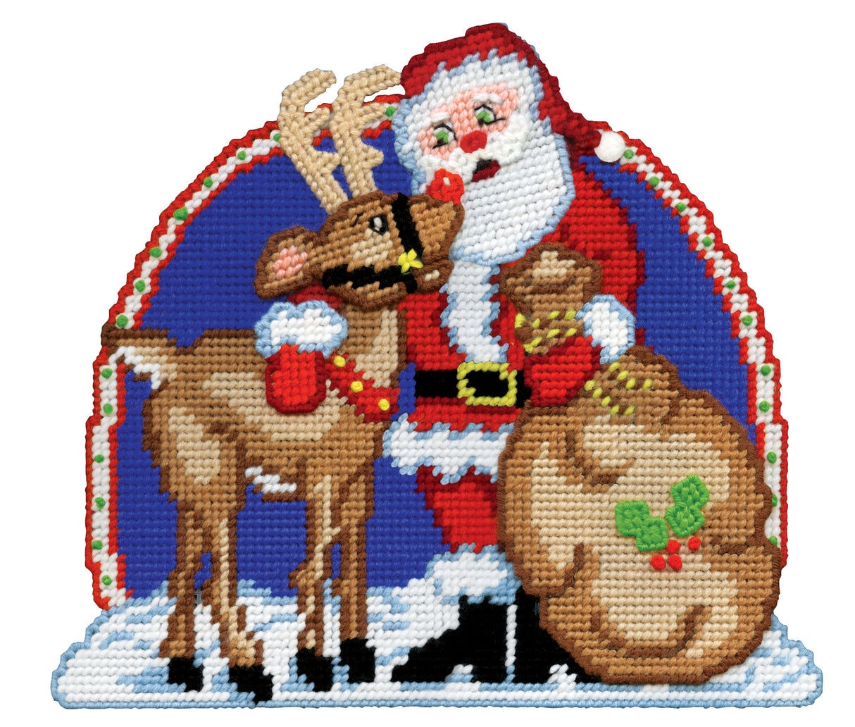 Santa/Reindeer Plastic Canvas Wall Hanging