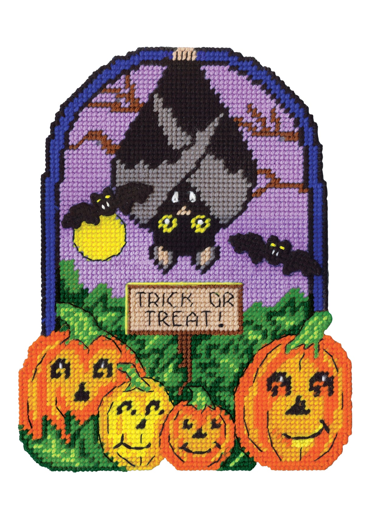 Midnight Bat Plastic Canvas Wall Hanging