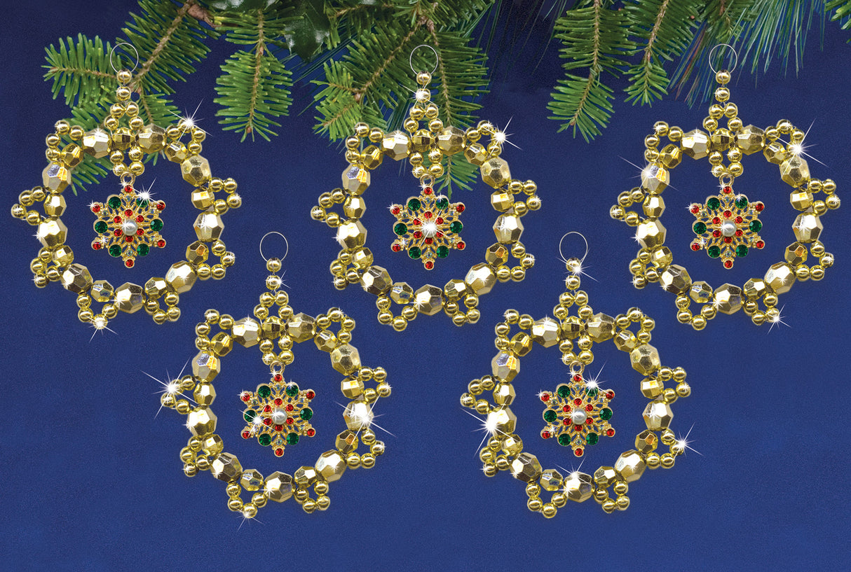 Gold Snowflakes Beaded Ornament Kit