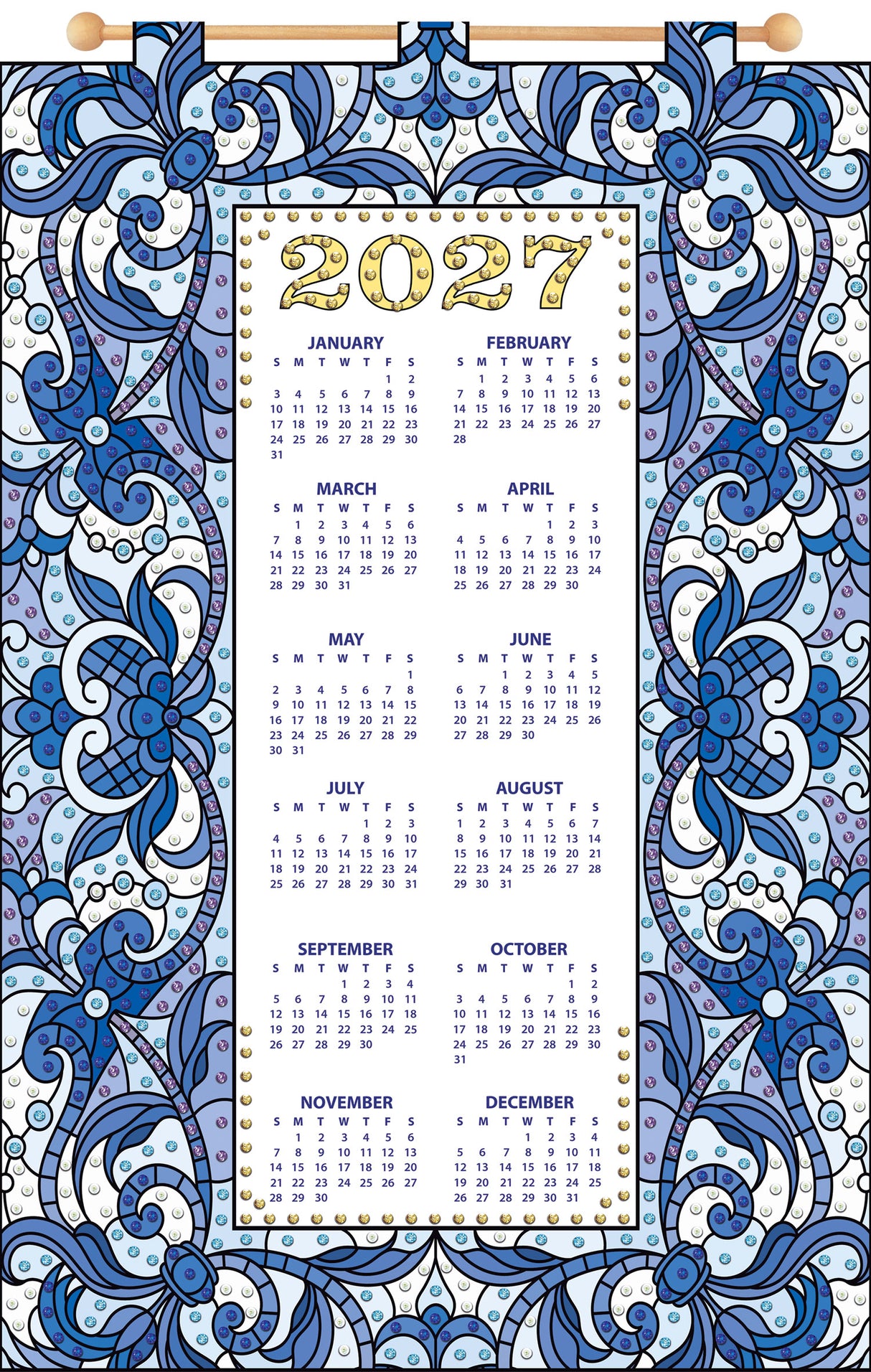 Blue Border 2027 Felt Sequin Calendar