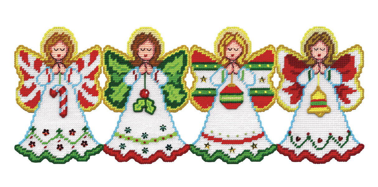 Angel Row Plastic Canvas Wall Hanging