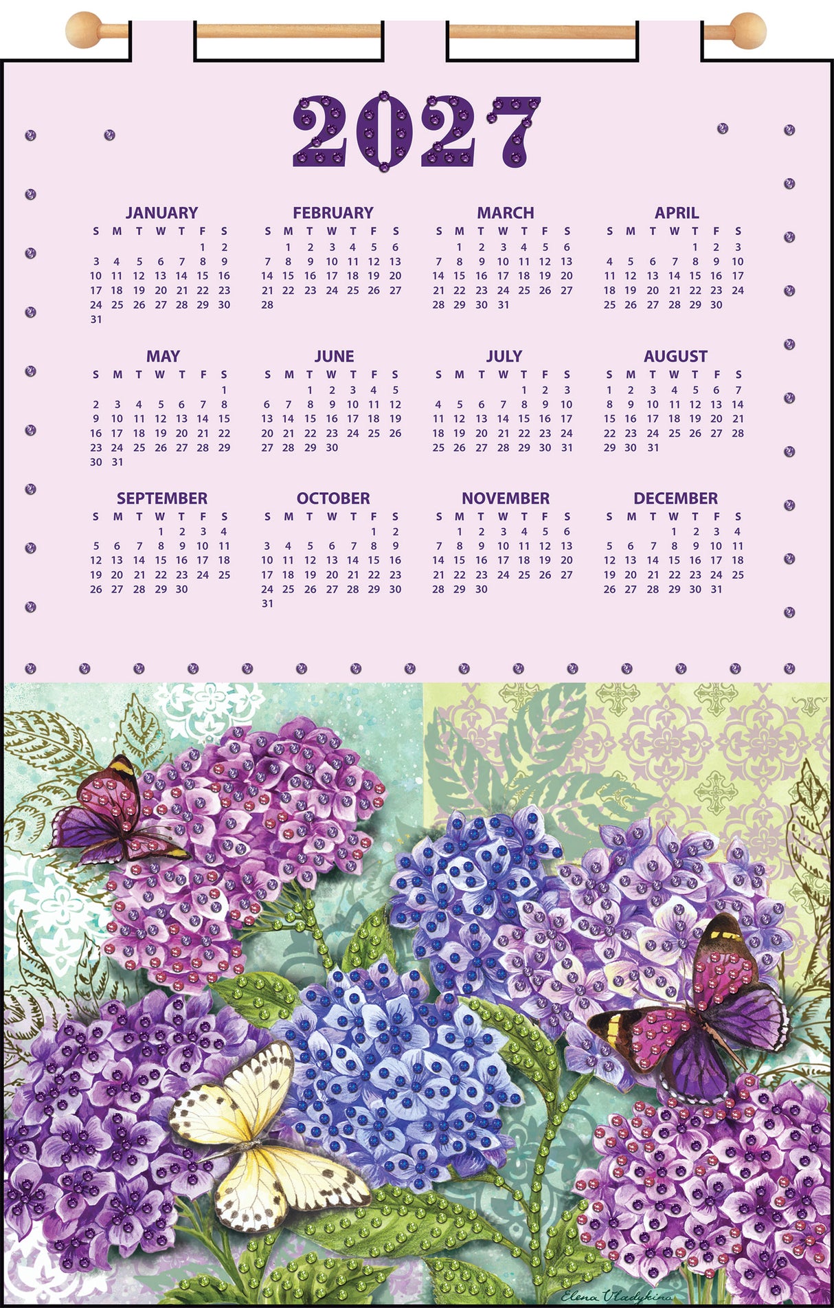 Hydrangea 2027 Felt Sequin Calendar