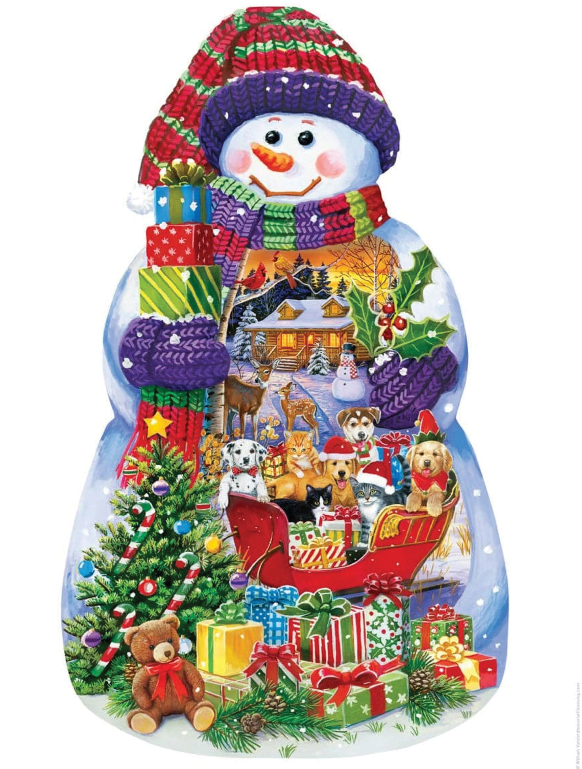 Snowman Spectacle Shaped Jigsaw Puzzle