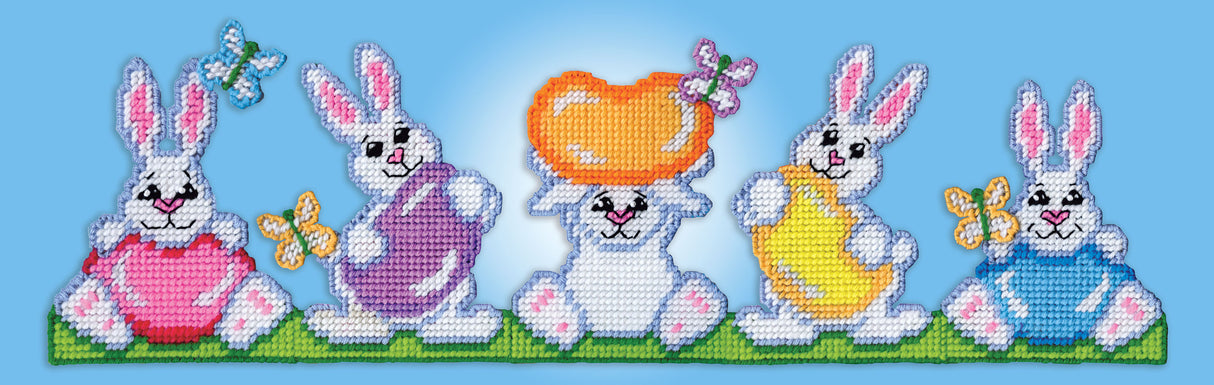 Bunny Row Plastic Canvas Wall Hanging