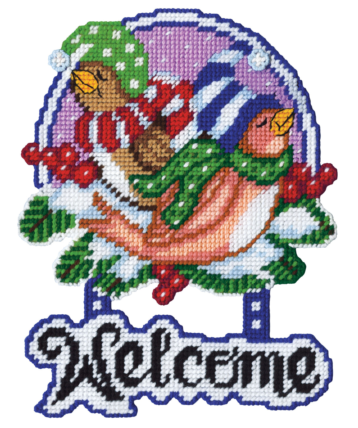 Winter Birds Plastic Canvas Wall Hanging