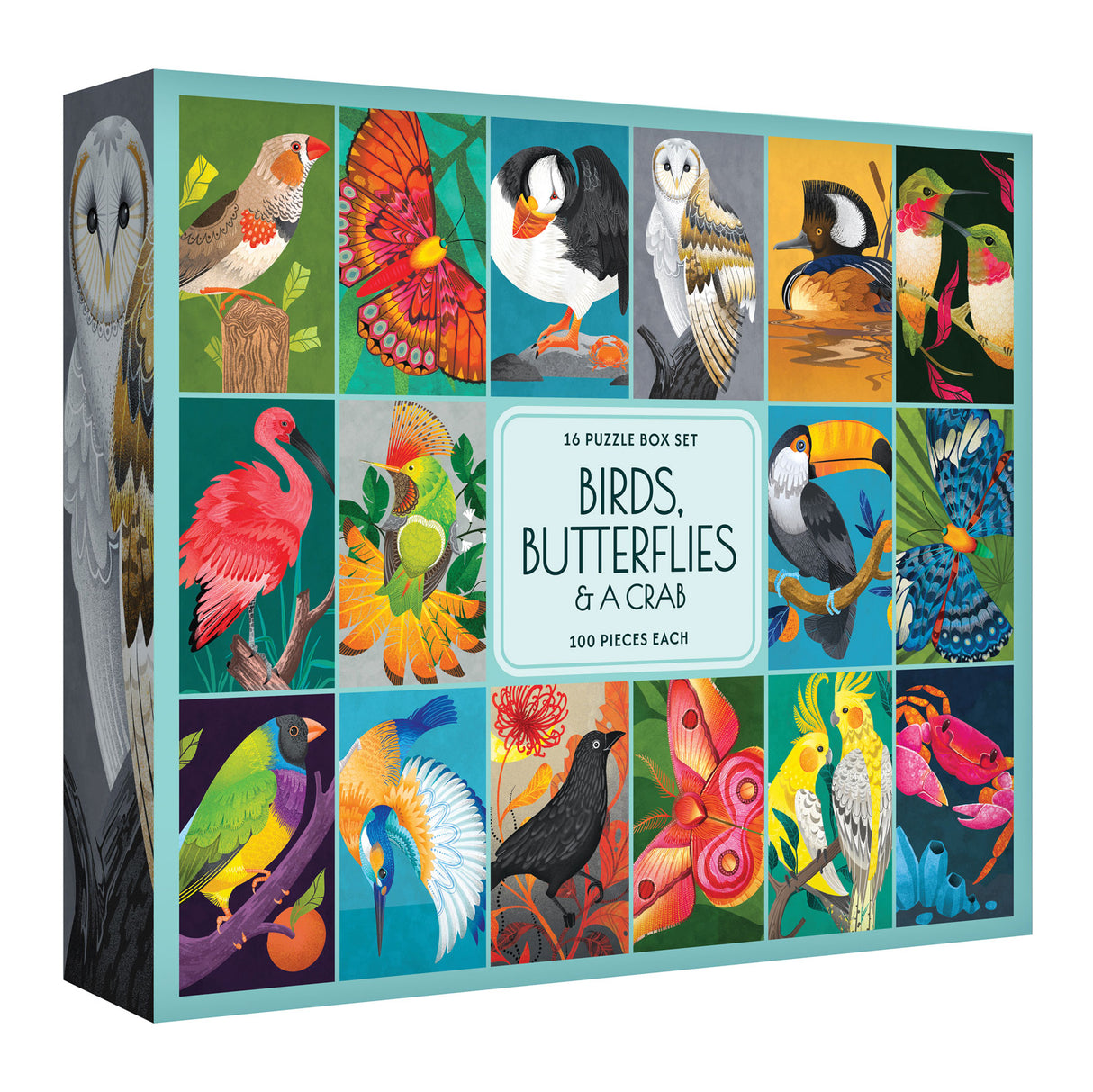 Birds, Butterflies & A Crab 16 in 1 Box Set Jigsaw Puzzles