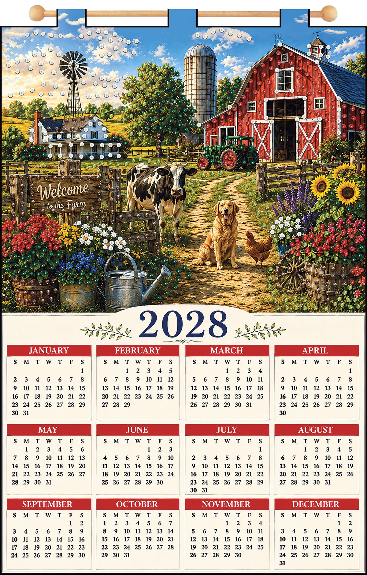 Farm 2028 Sequin Felt Calendar