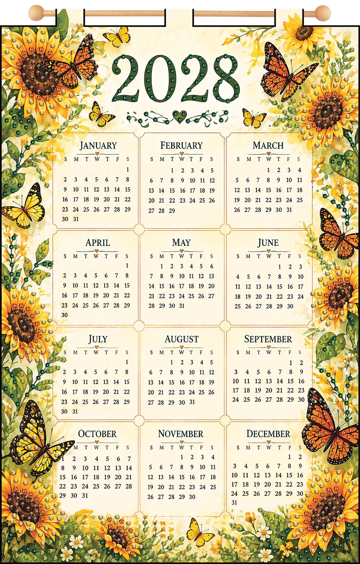 Sunflowers 2028 Felt Sequin Calendar